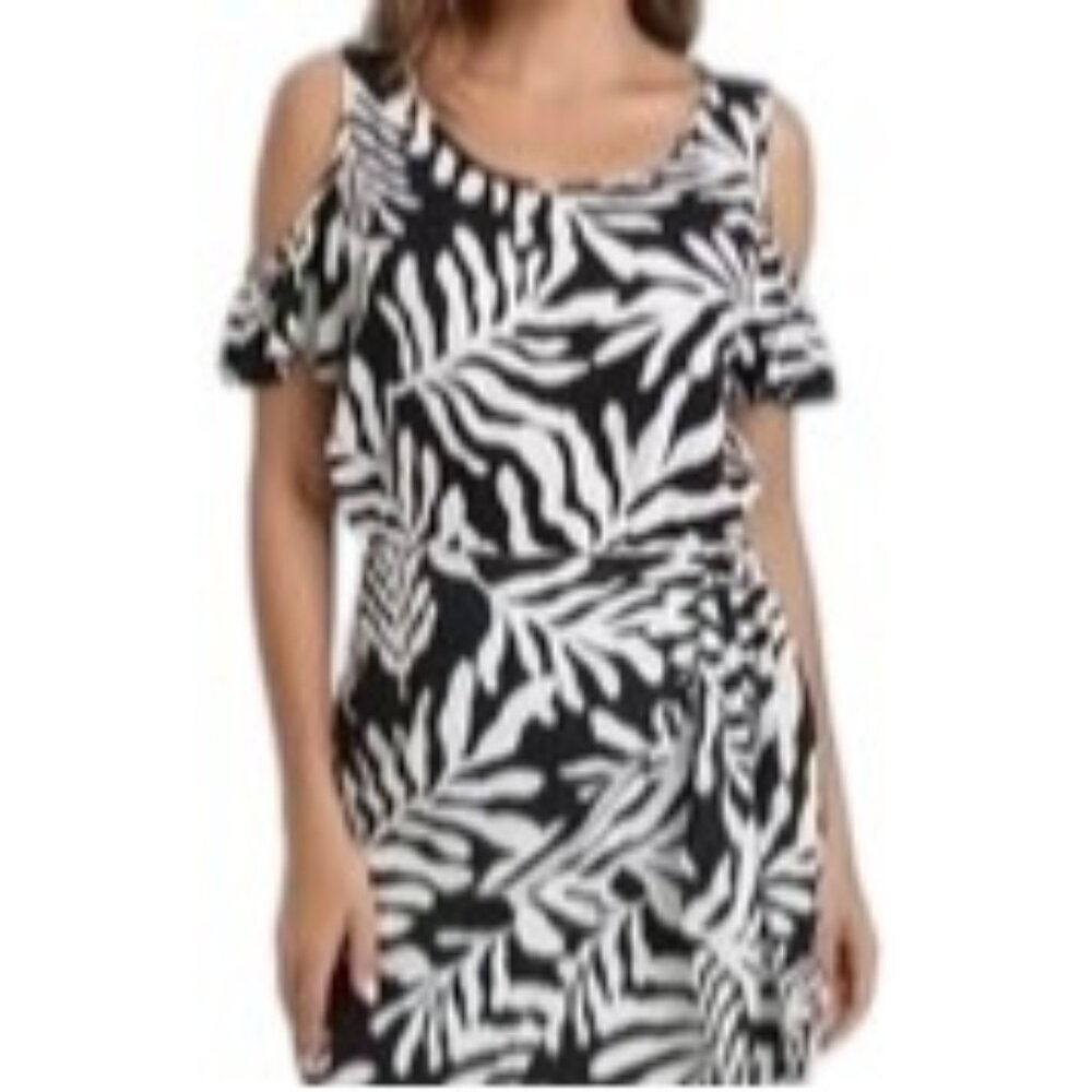 89th and Madison Women’s Floral Tropical Leaves Cold Shoulder Blouse XS